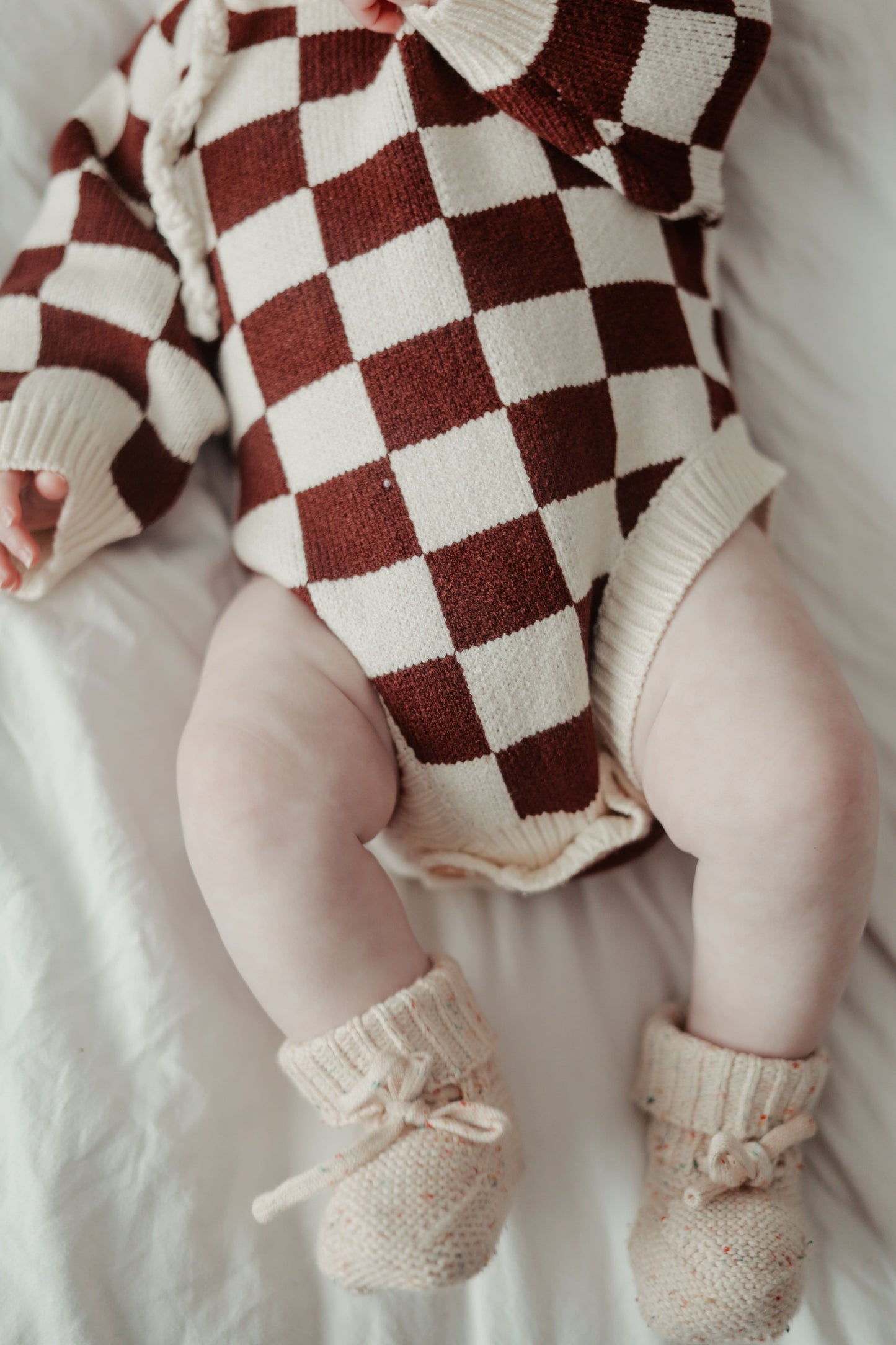 Checkered Knit Romper | Super Soft Bamboo Blend | Unisex | 0-24m