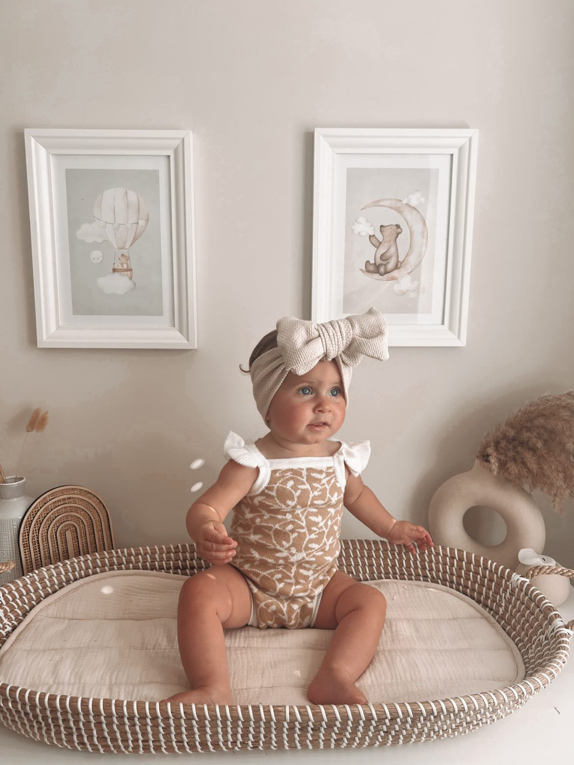 SOLD OUT Honey Knitted Bodysuit | Ochre Floral  | Flutter Strap  | Baby vest