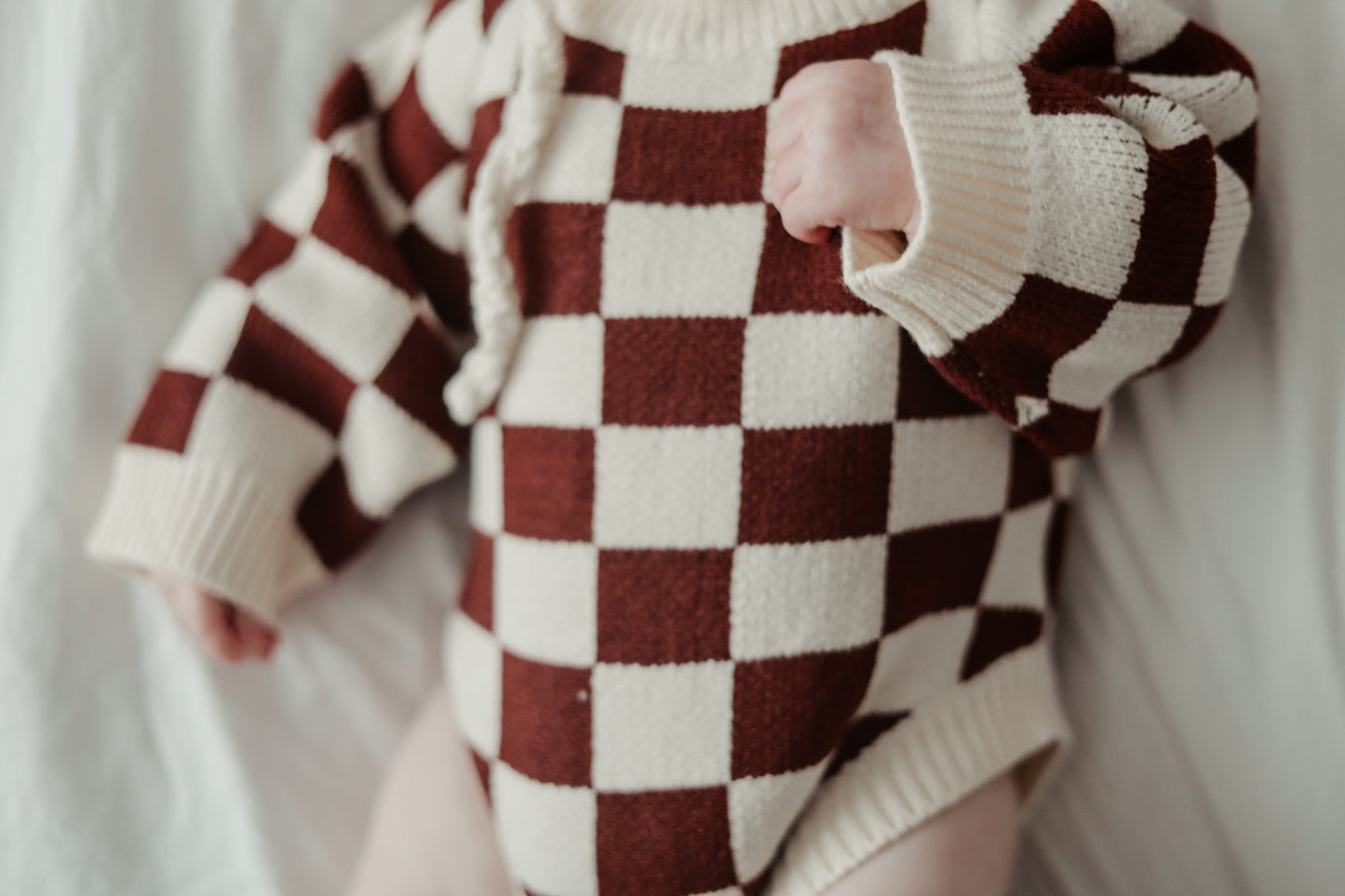Checkered Knit Romper | Super Soft Bamboo Blend | Unisex | 0-24m