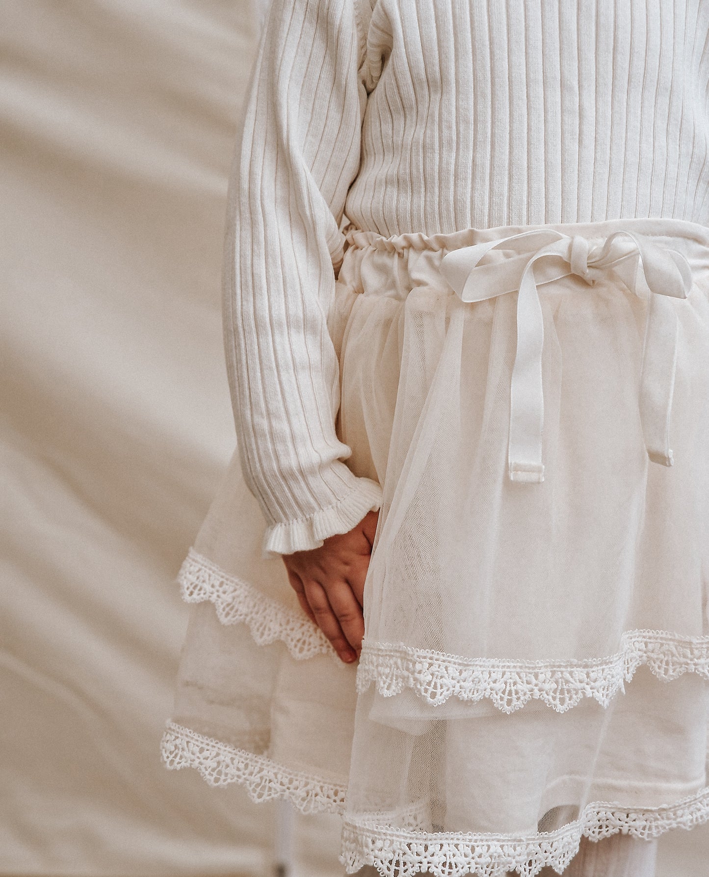 Tulle & Lace Tutu | 100% Cotton Lined | Two Tiered | Cream