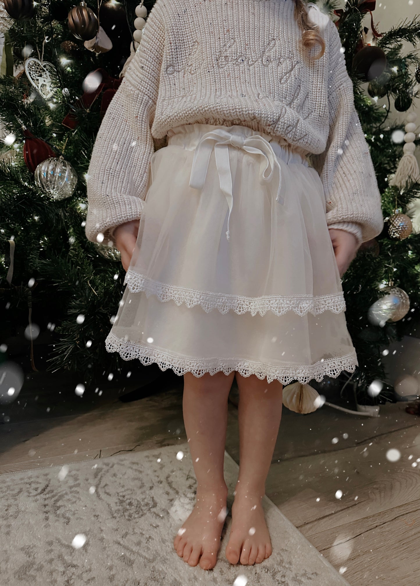 Tulle & Lace Tutu | 100% Cotton Lined | Two Tiered | Cream