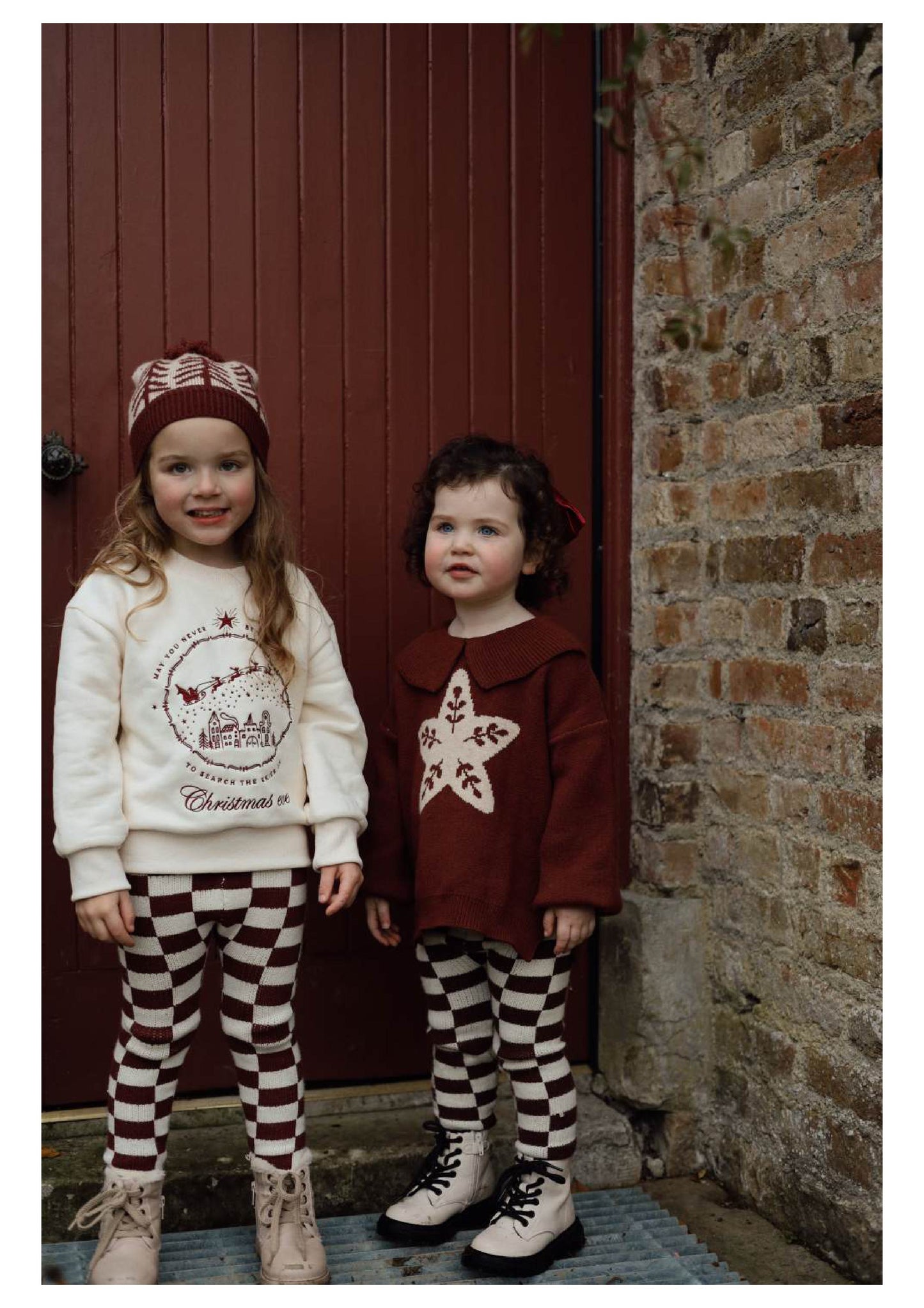 Burgandy Collar Knit | Floral Star Design | Super Soft Bamboo |