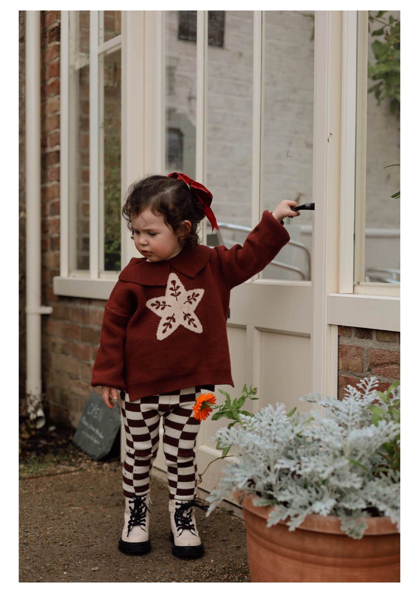 Burgandy Collar Knit | Floral Star Design | Super Soft Bamboo |