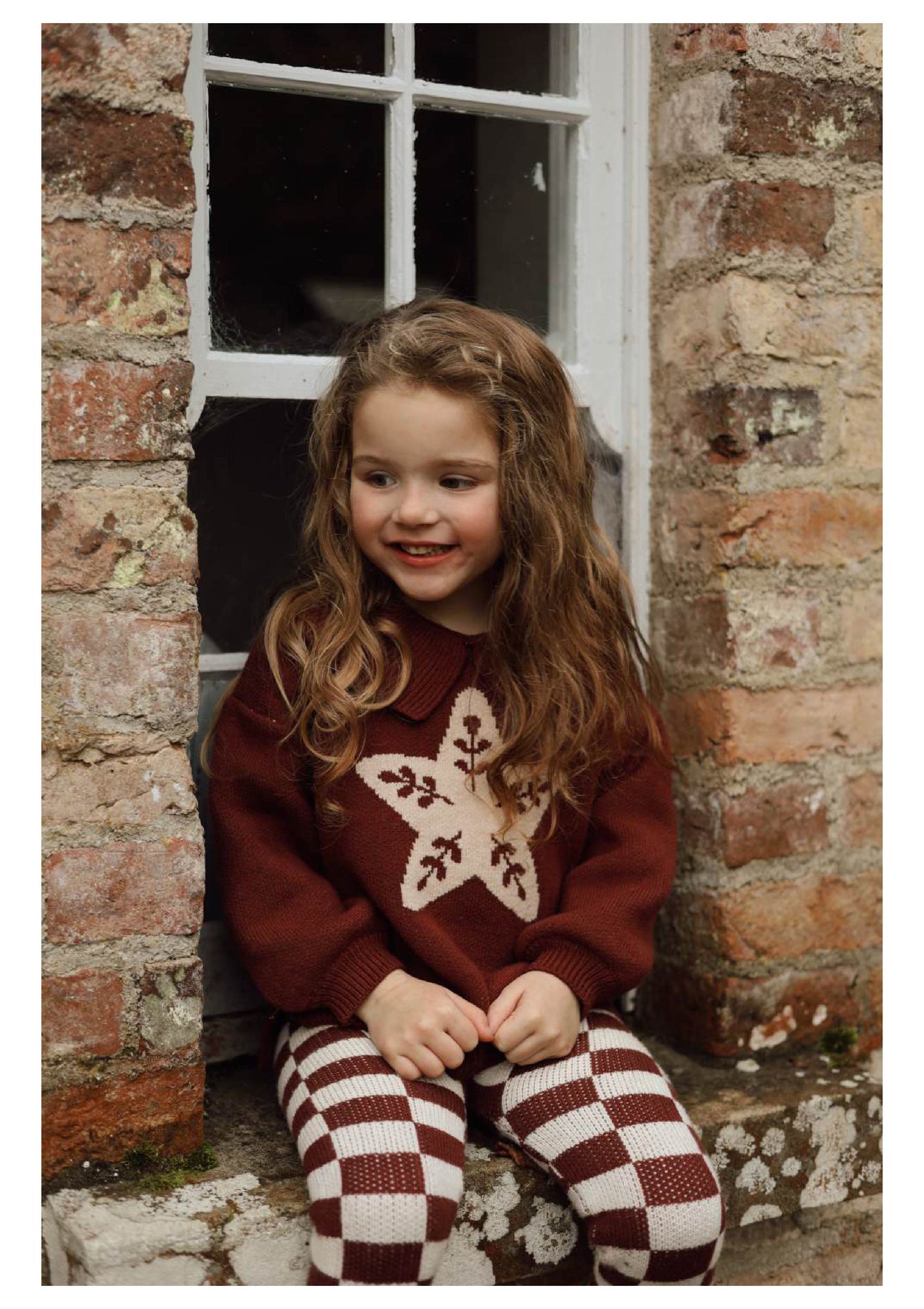 Burgandy Collar Knit | Floral Star Design | Super Soft Bamboo |