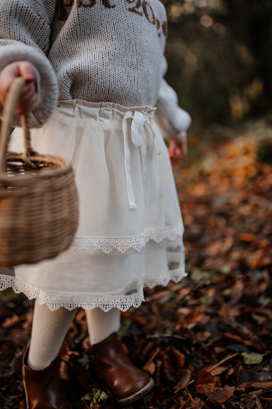 Tulle & Lace Tutu | 100% Cotton Lined | Two Tiered | Cream