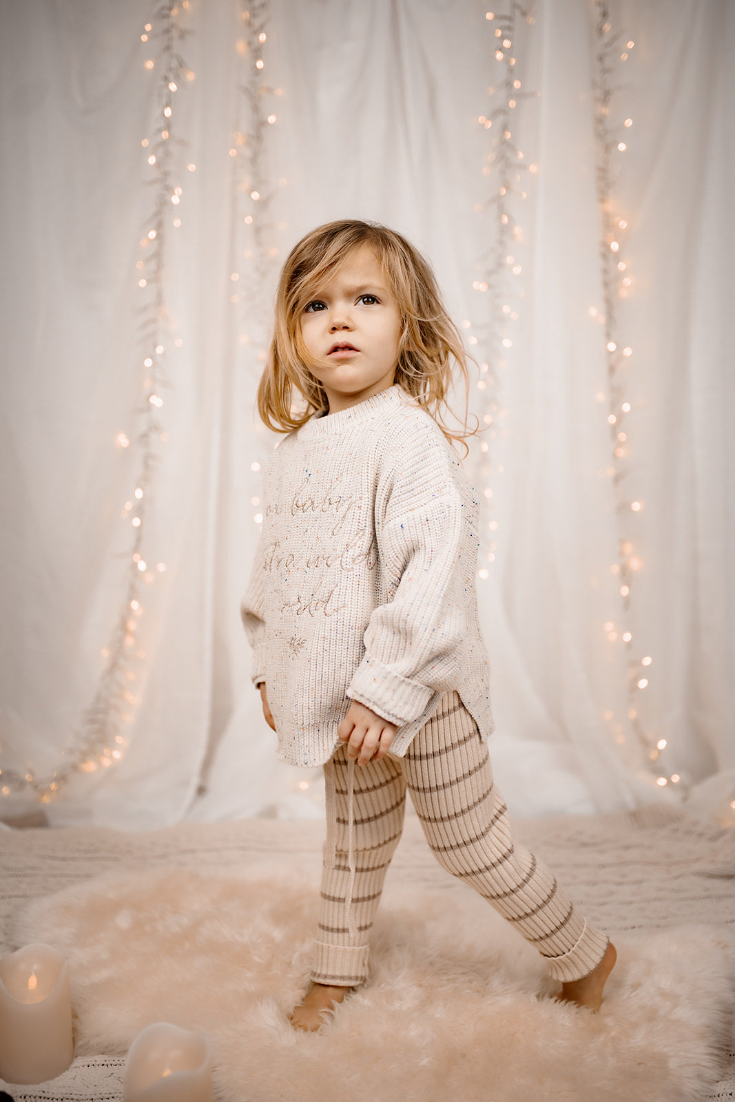 Striped Bamboo Leggings | Neutral Oat | Super soft