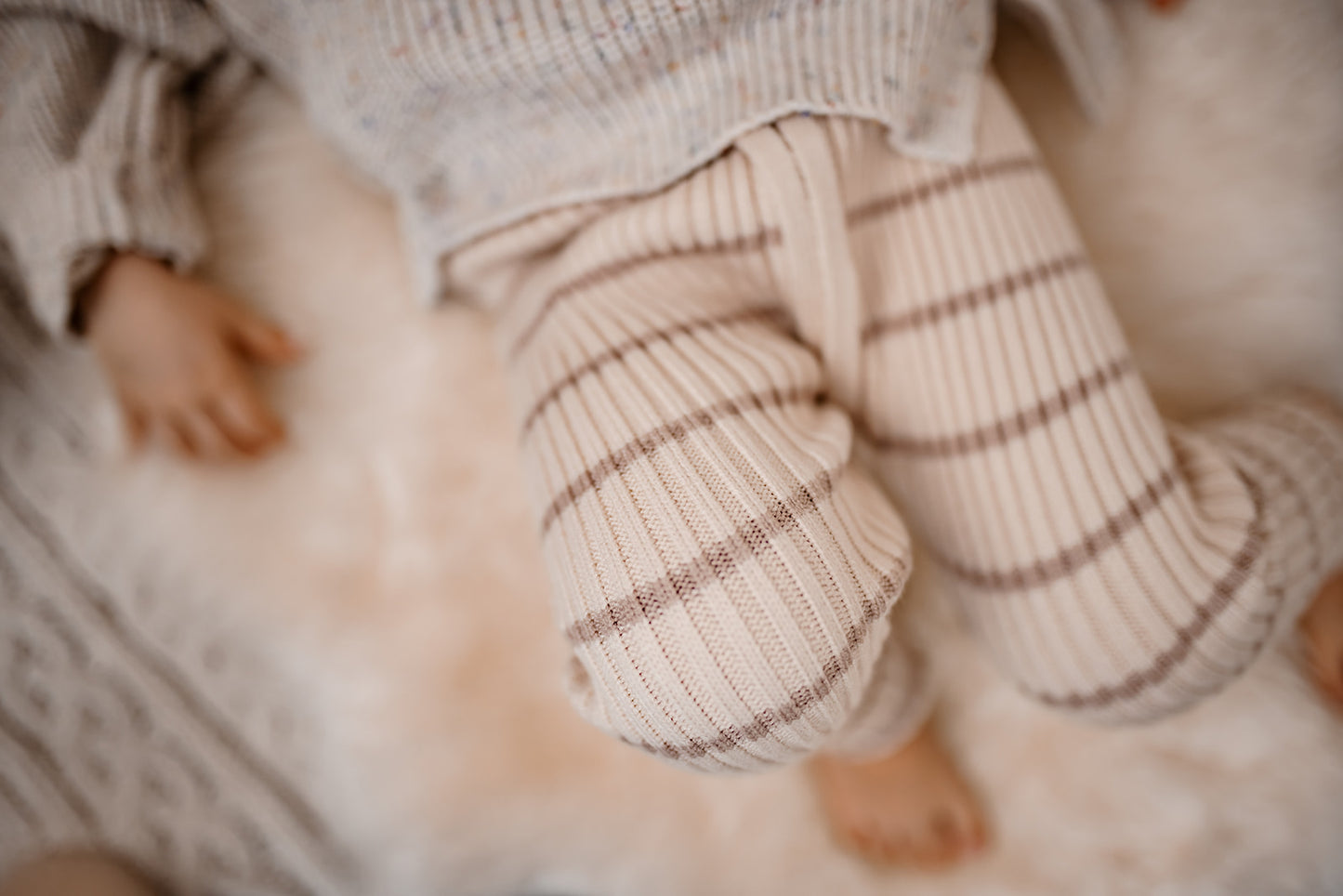 Striped Bamboo Leggings | Neutral Oat | Super soft
