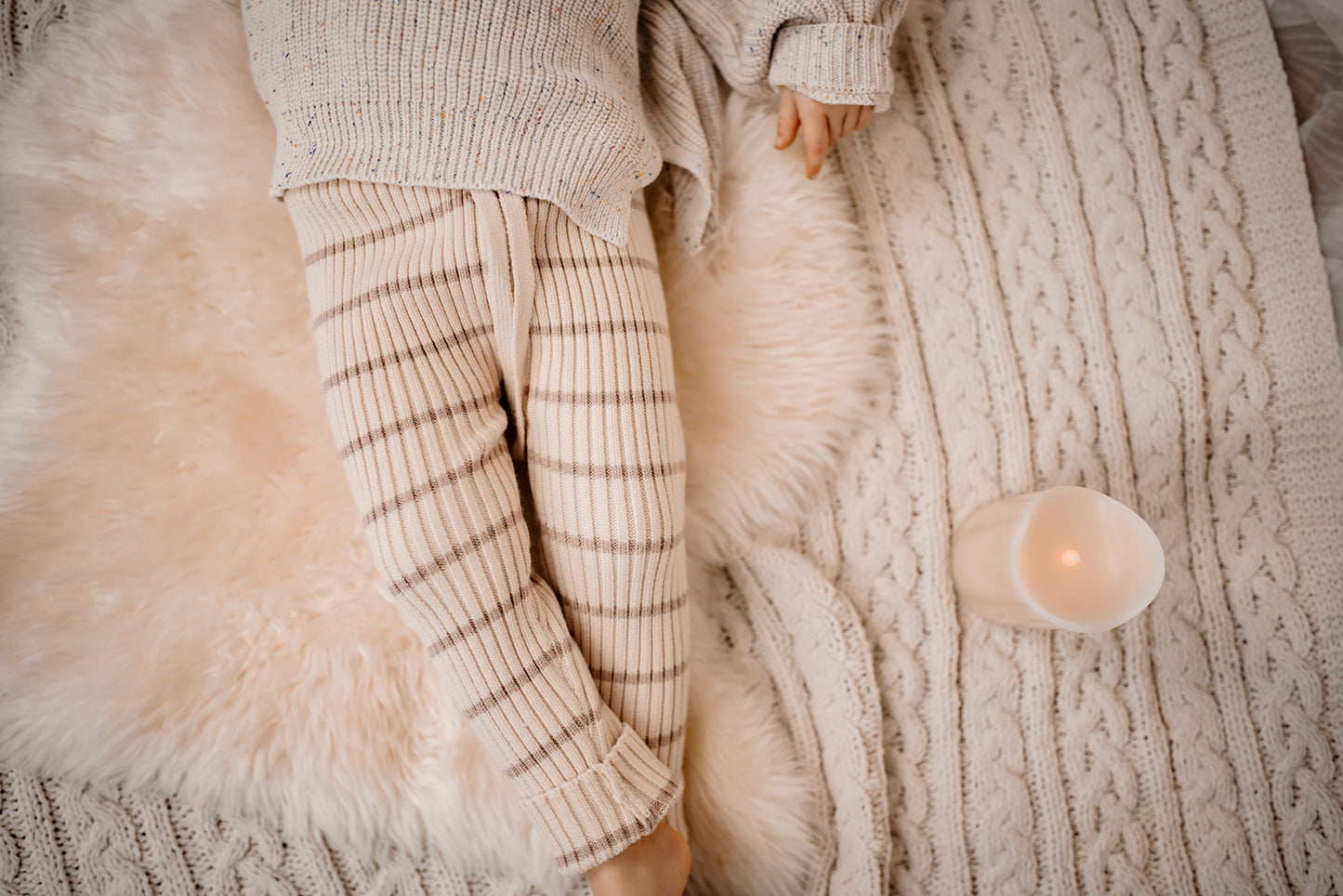 Striped Bamboo Leggings | Neutral Oat | Super soft
