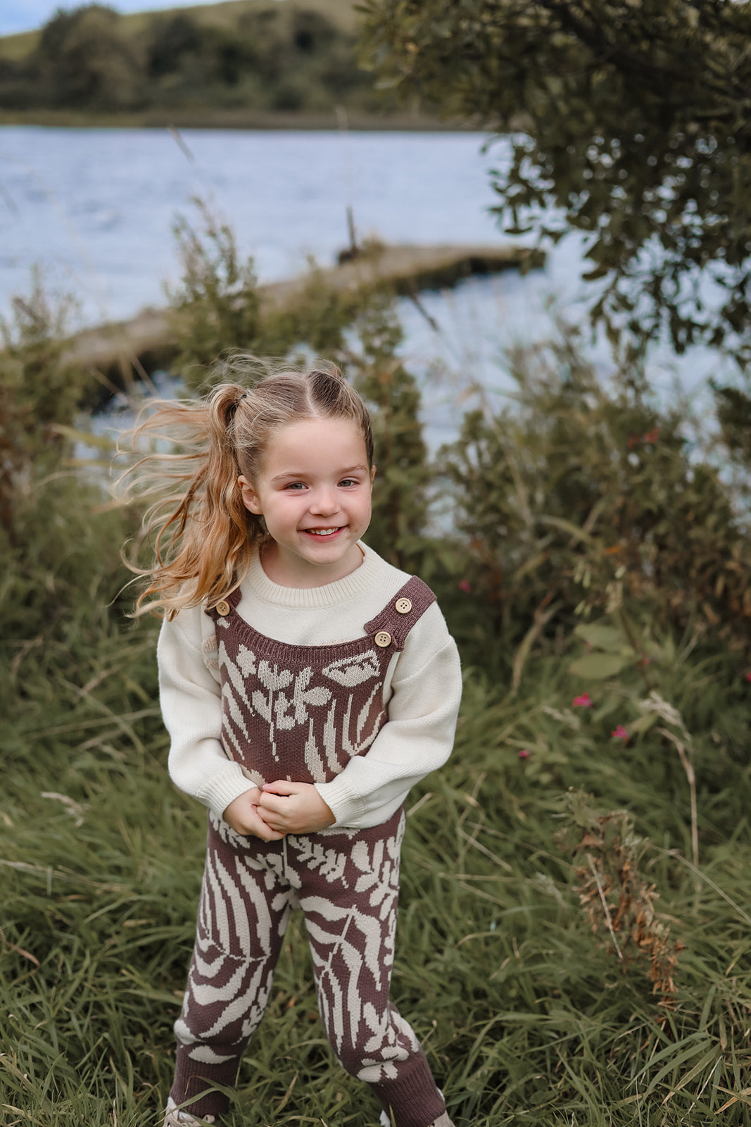 Eden Knit Dungarees | 100% Organic Cotton | Unisex | leaf print