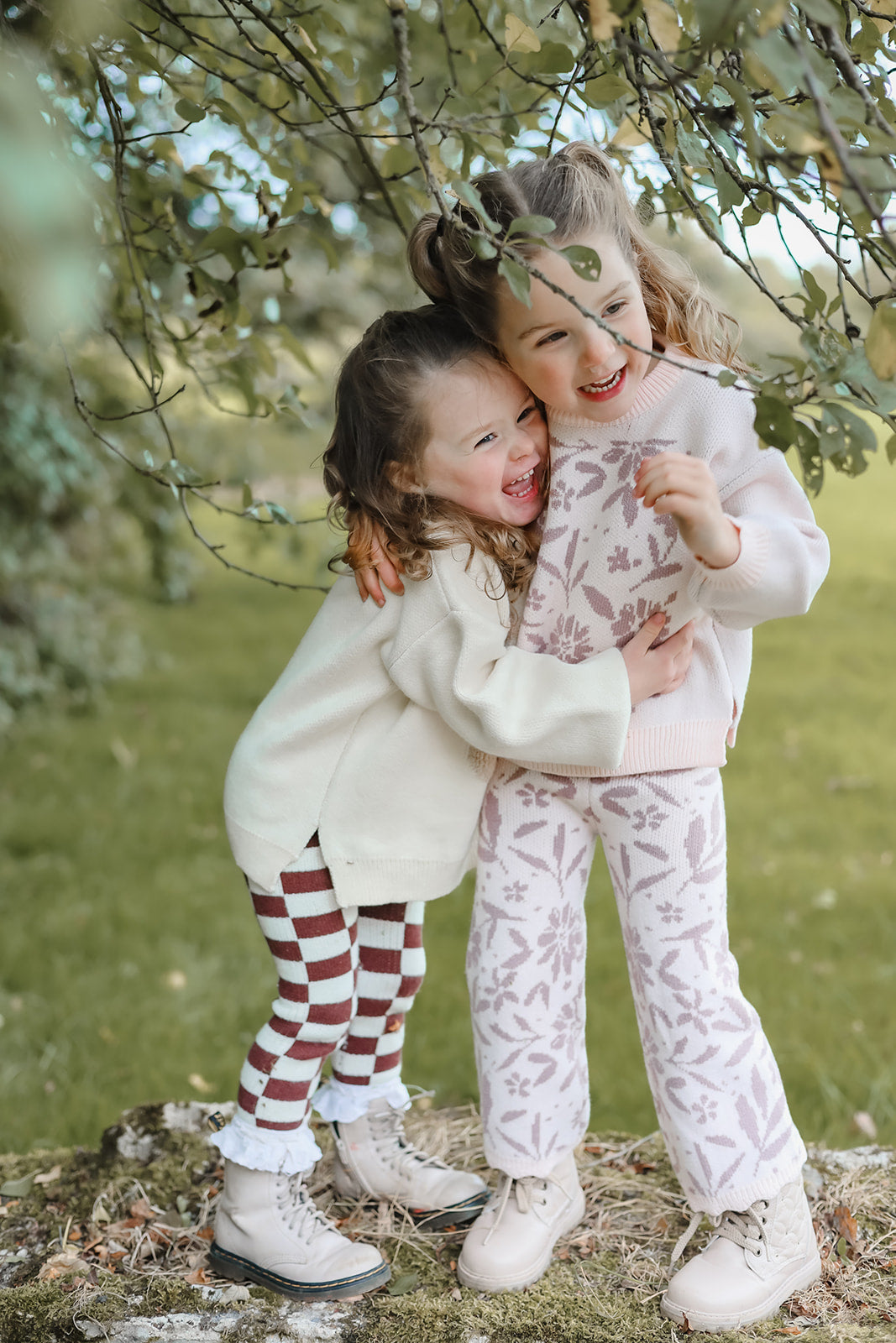 Leafy Floral Knit Sweater | Side slit detail | Super Soft Bamboo | Bubblegum & Lilac