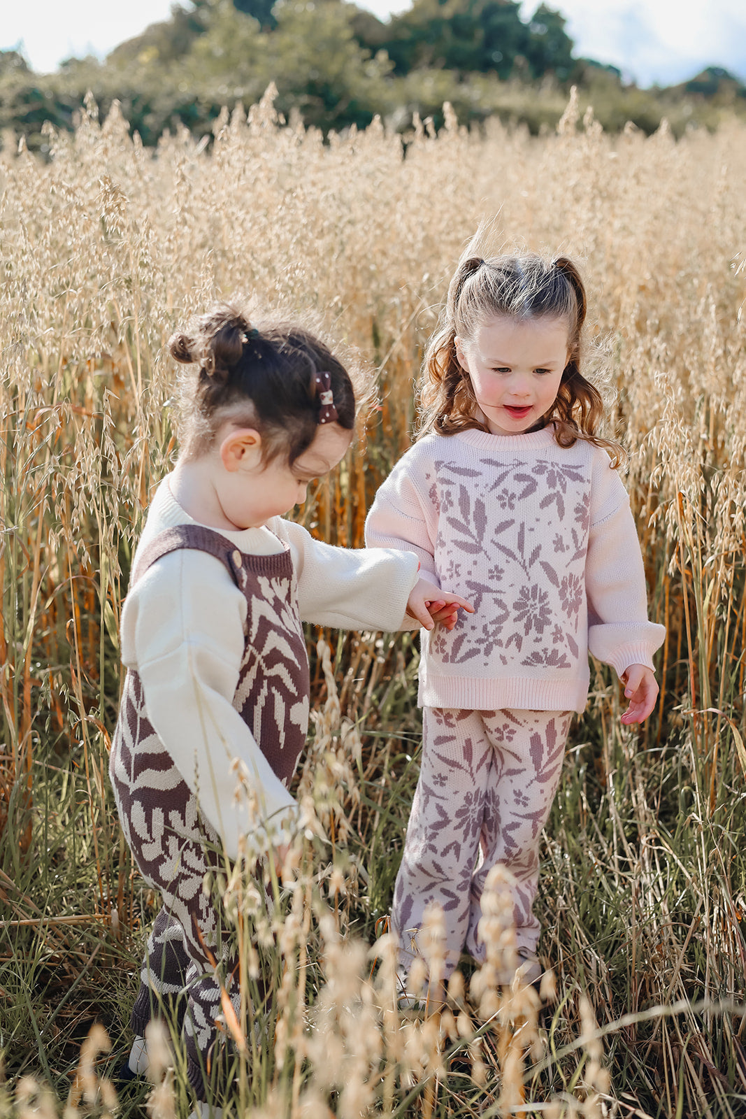 Leafy Floral Knit Sweater | Side slit detail | Super Soft Bamboo | Bubblegum & Lilac
