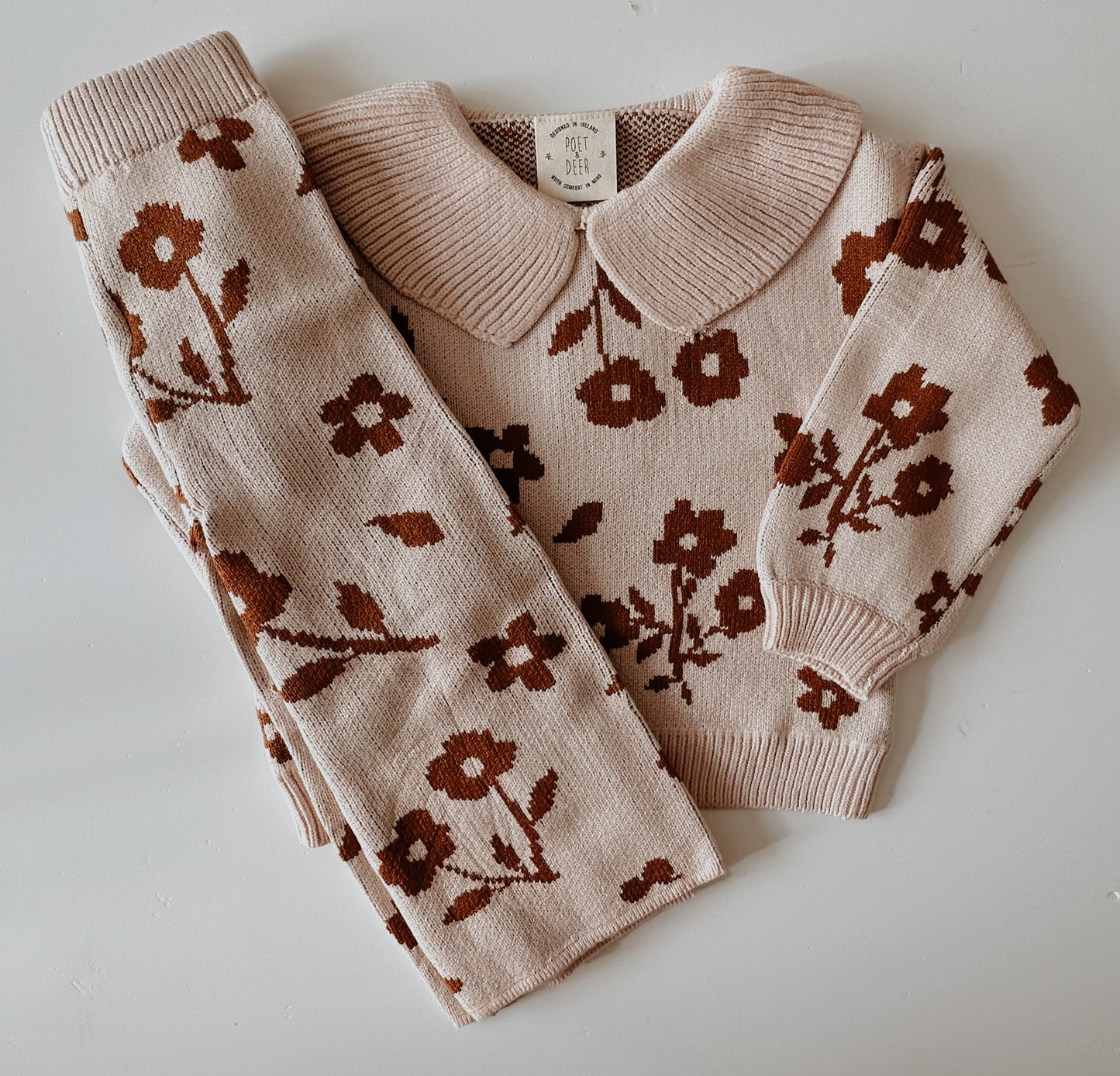Wild Floral Knit | Ribbed Collar Detailing | Super Soft Bamboo | Pink