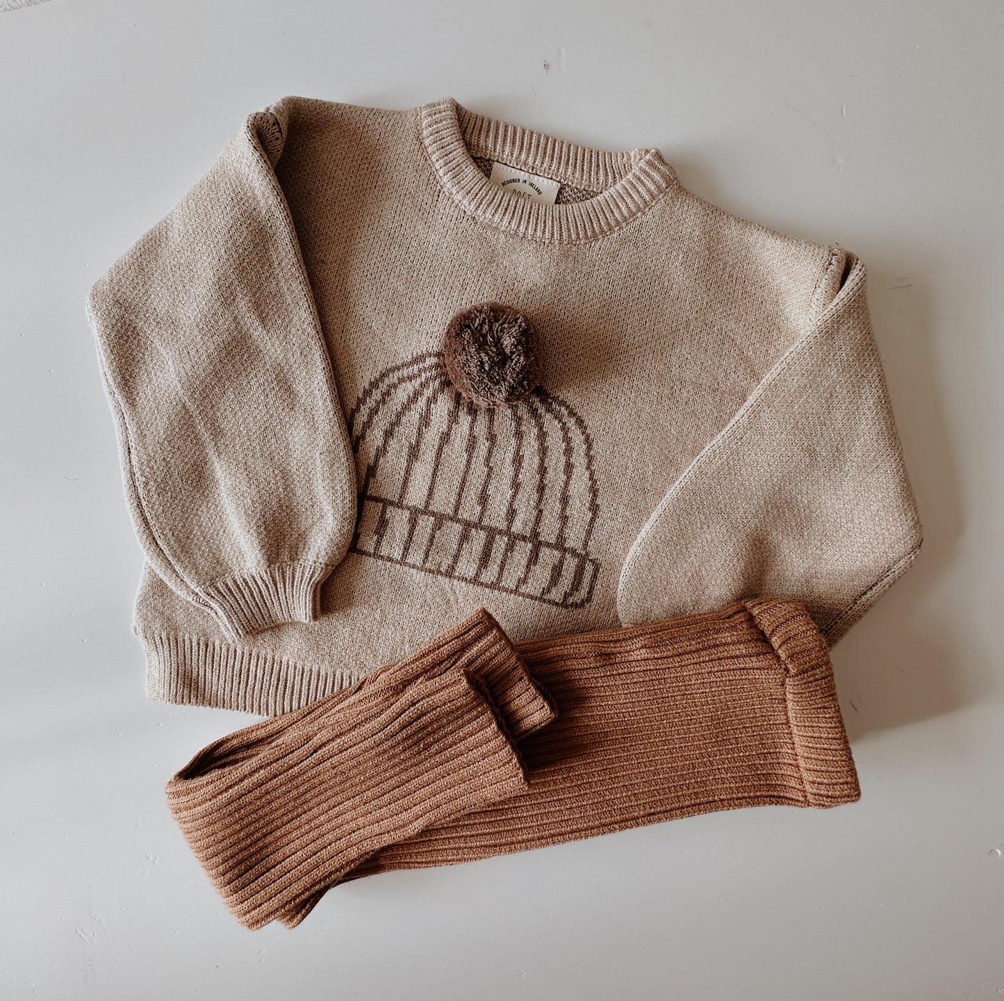 Beanie Hat Knit Sweater | Soft Bamboo | Slouchy Fit | Pom Pom details