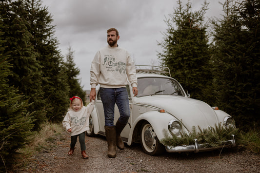 Poet & Deer Christmas Sweatshirt 2023 | Unisex | Adults & Children Matching | GOTS Certified Organic Cotton | Off White & Green my