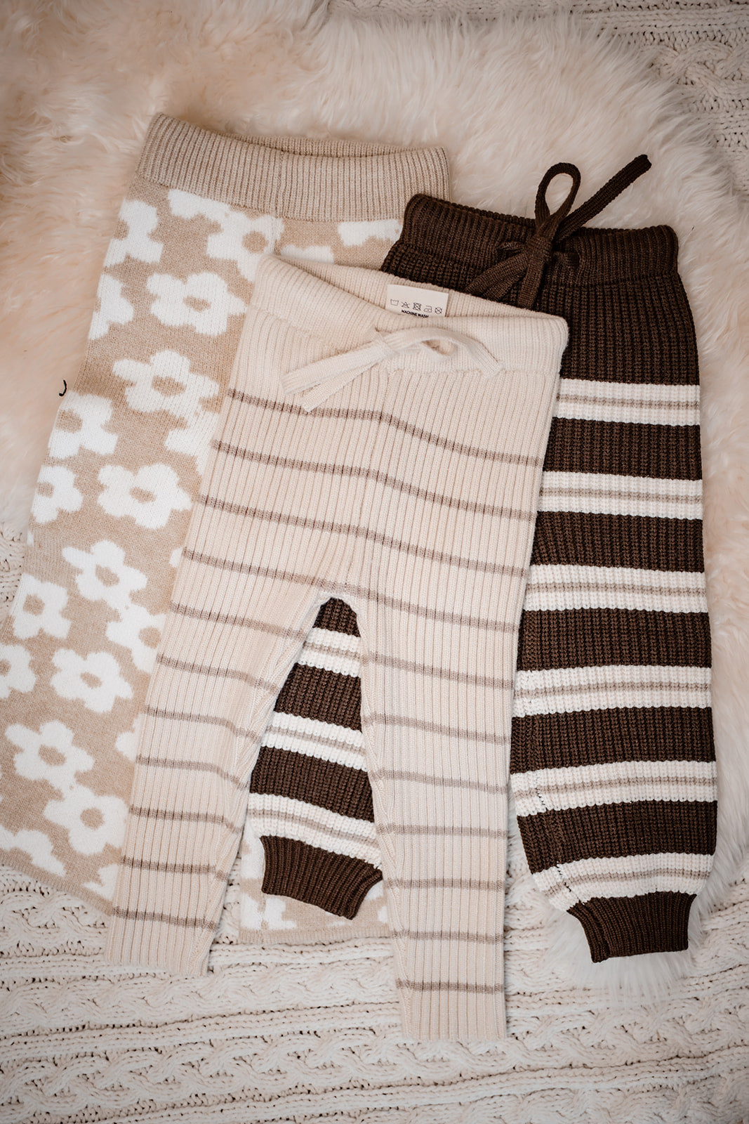 Chocolate Hooded Lounge Bottoms | Super Soft Bamboo | Unisex | Cocoa Striped