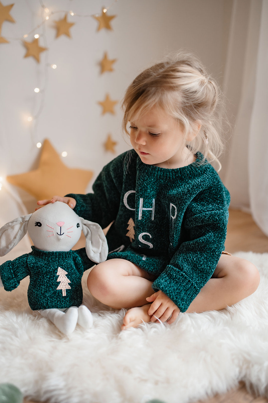 Chunky Christmas Knit | Rich Winter Green| Super Soft Chenille | Matching Bunny Available