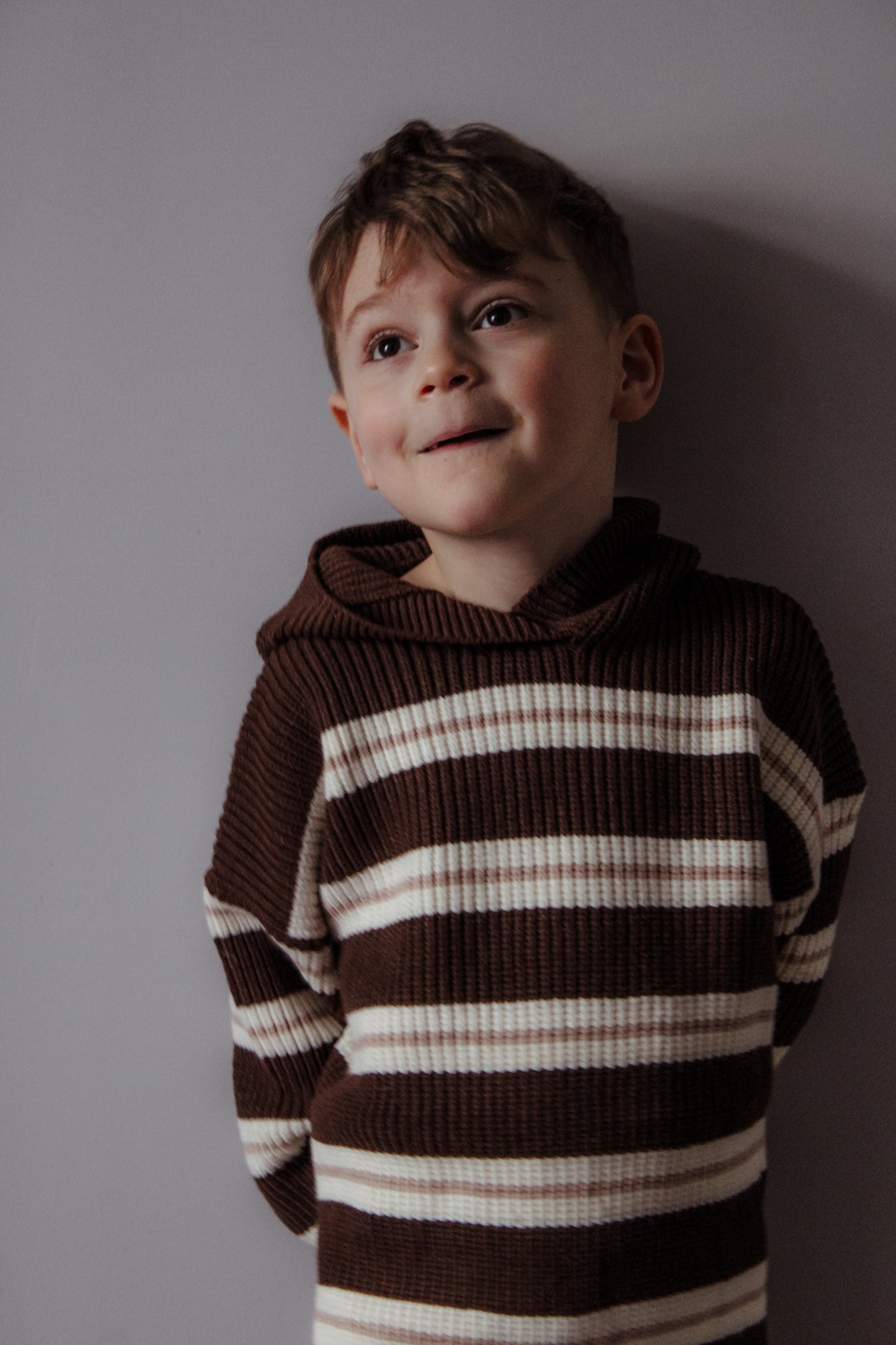 Chocolate Knitted Hoodie | Super Soft Bamboo | Unisex | Cocoa Striped