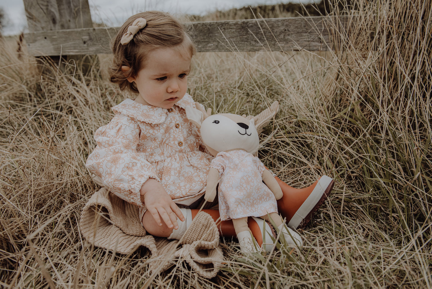 Dottie The Deer Heirloom Doll | Honey Floral Matching Dress