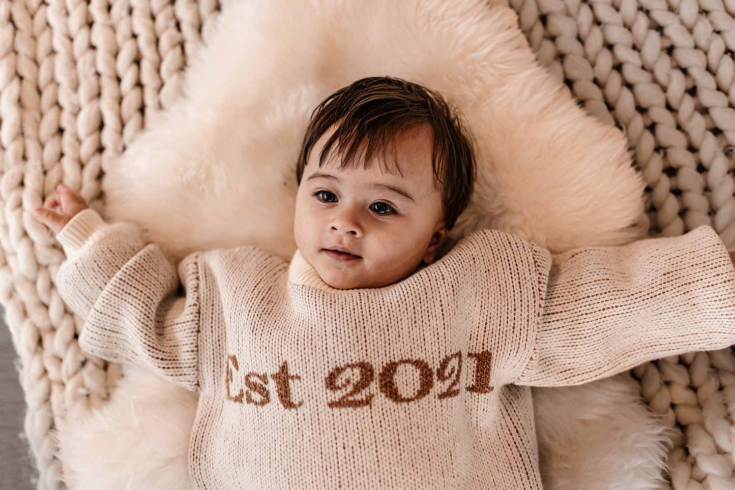 Year of Birth Milestone Knit | Chunky & Oversized | Super Soft Bamboo | Unisex & Neutral |