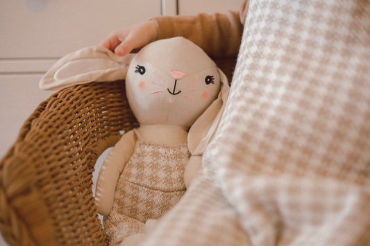 Barley The Bunny Heirloom Doll | Eden Gingham Matching Dungarees
